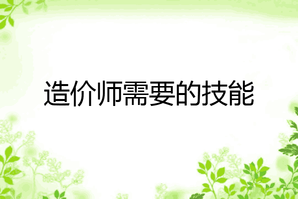 造价师需要的技能