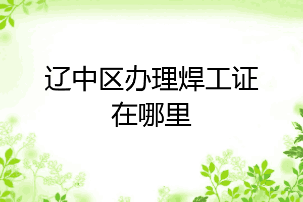 辽中区办理焊工证在哪里