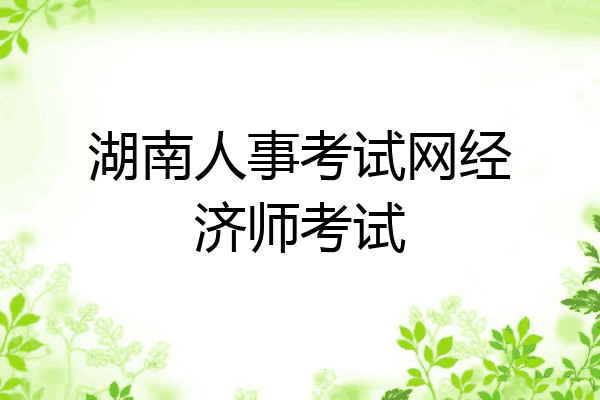 湖南人事考试网经济师考试