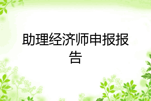 助理经济师申报报告