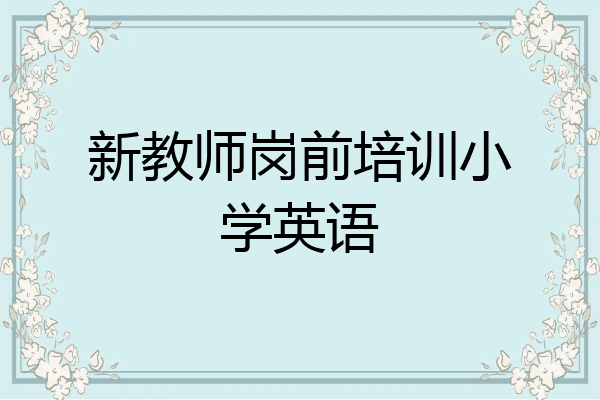 新教师岗前培训小学英语