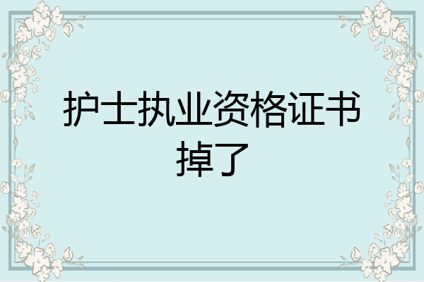 护士执业资格证书掉了