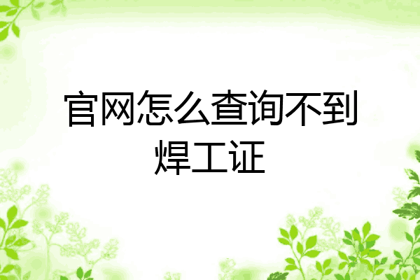 官网怎么查询不到焊工证