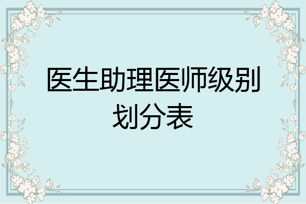 医生助理医师级别划分表