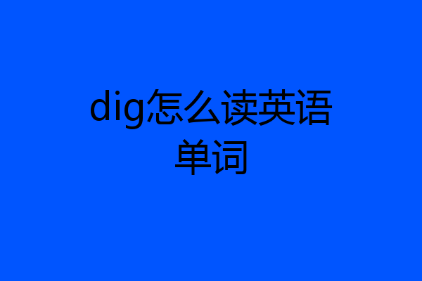 dig怎么读英语单词