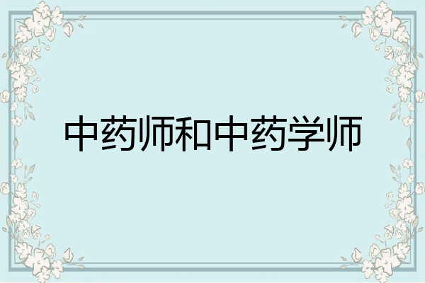 中药师和中药学师