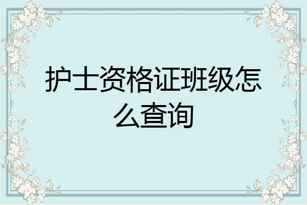 护士资格证班级怎么查询