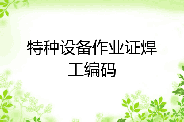 特种设备作业证焊工编码
