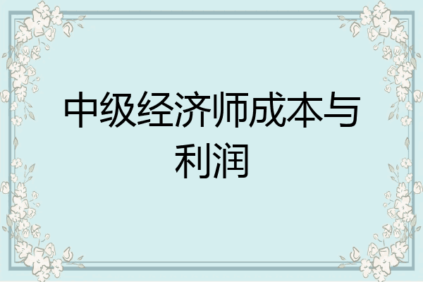 中级经济师成本与利润