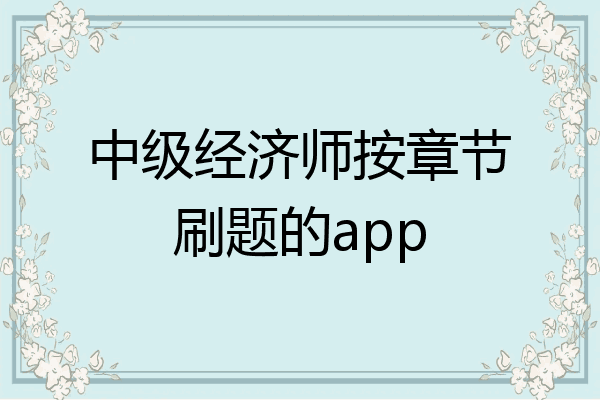 中级经济师按章节刷题的app