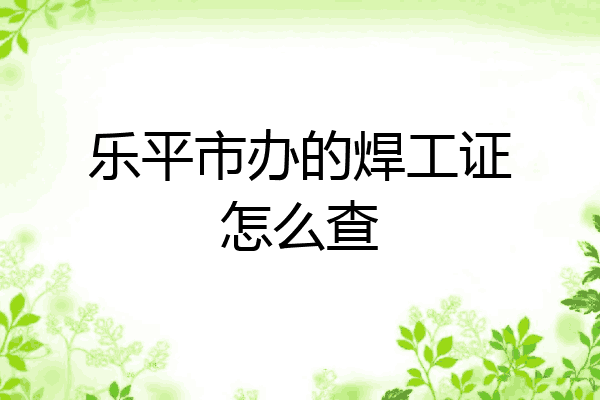 乐平市办的焊工证怎么查