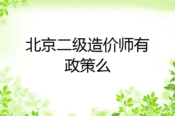 北京二级造价师有政策么