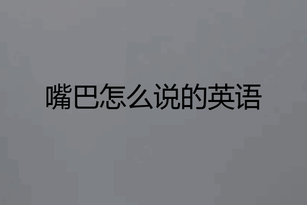 嘴巴怎么说的英语