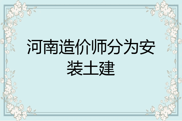 河南造价师分为安装土建