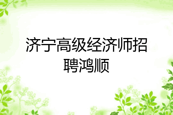 济宁高级经济师招聘鸿顺