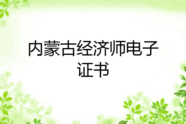 内蒙古经济师电子证书