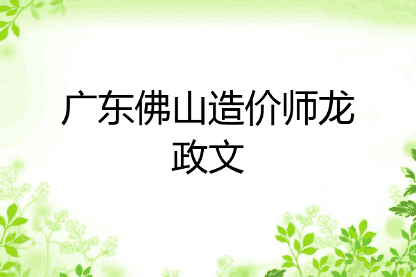 广东佛山造价师龙政文