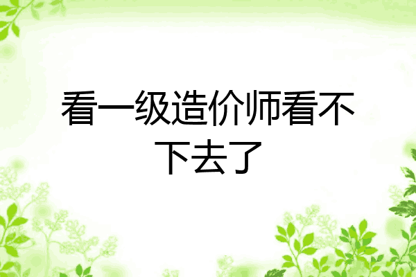 看一级造价师看不下去了