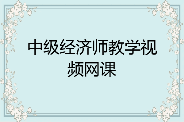 中级经济师教学视频网课