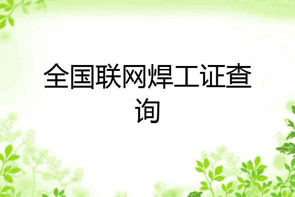 全国联网焊工证查询