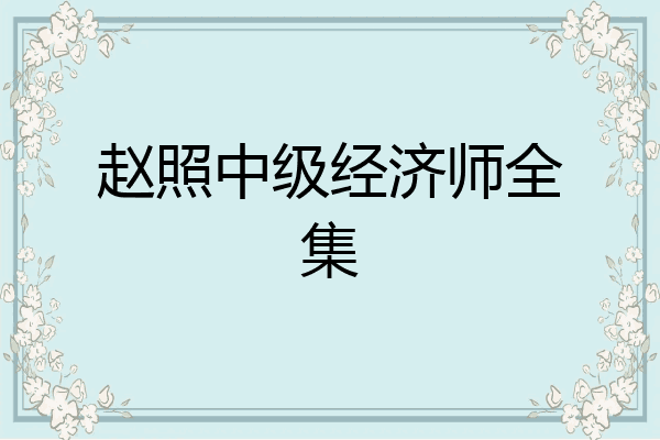 赵照中级经济师全集