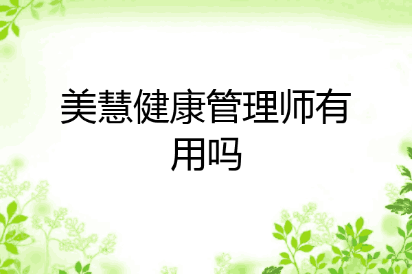 美慧健康管理师有用吗