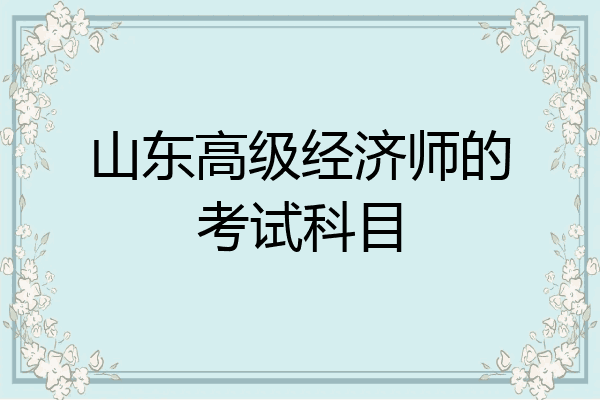 山东高级经济师的考试科目