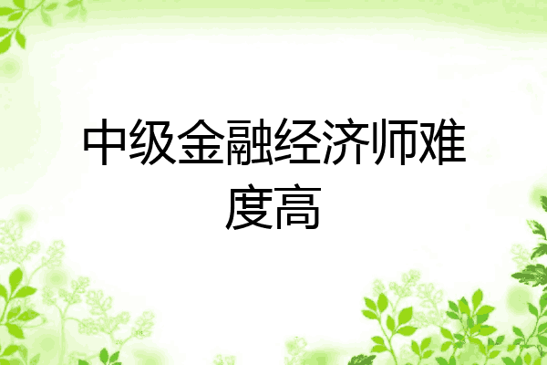 中级金融经济师难度高