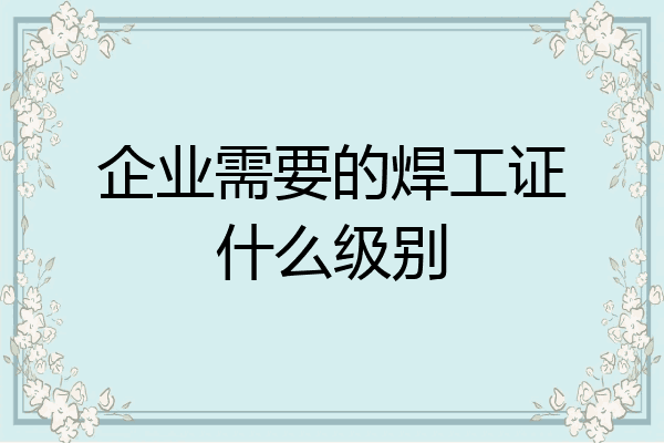 企业需要的焊工证什么级别