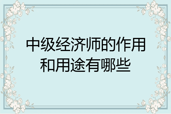 中级经济师的作用和用途有哪些