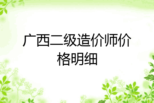 广西二级造价师价格明细
