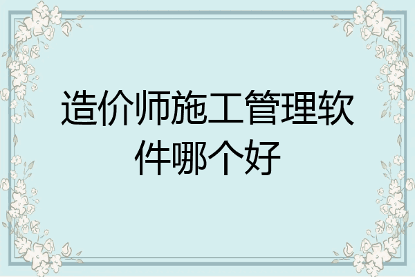 造价师施工管理软件哪个好