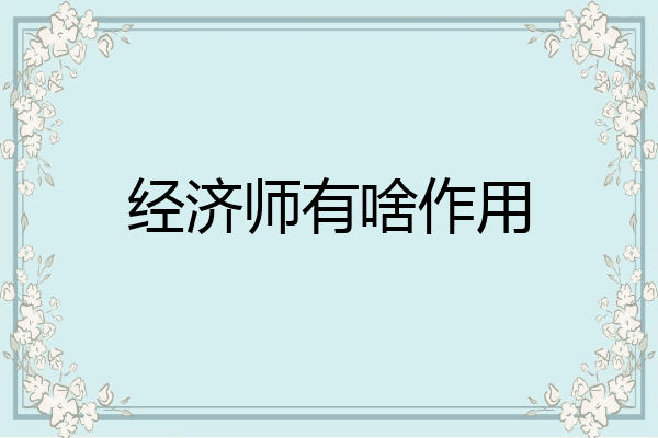 经济师有啥作用