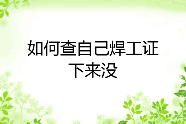如何查自己焊工证下来没
