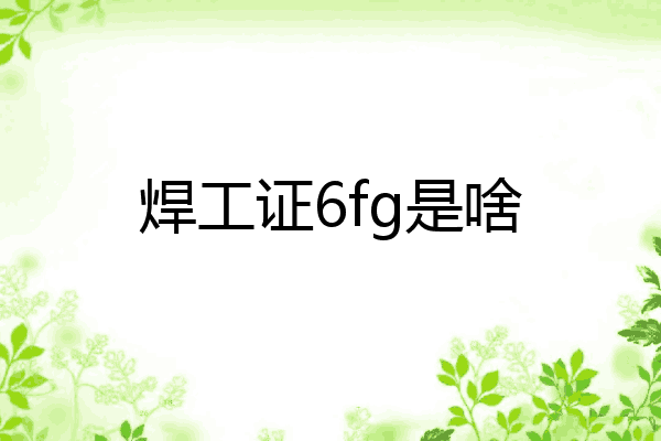 焊工证6fg是啥