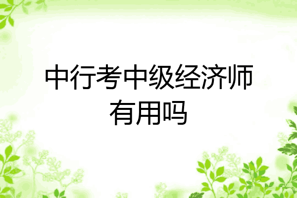 中行考中级经济师有用吗