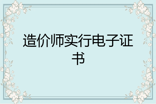 造价师实行电子证书