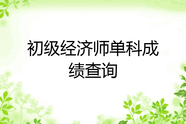 初级经济师单科成绩查询