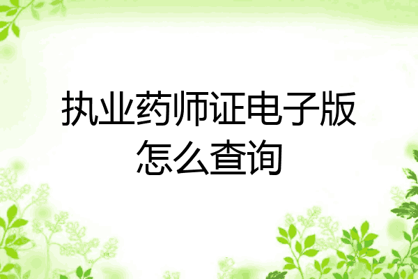 执业药师证电子版怎么查询