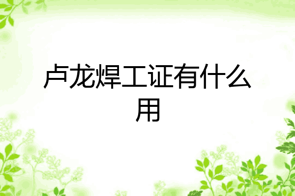 卢龙焊工证有什么用