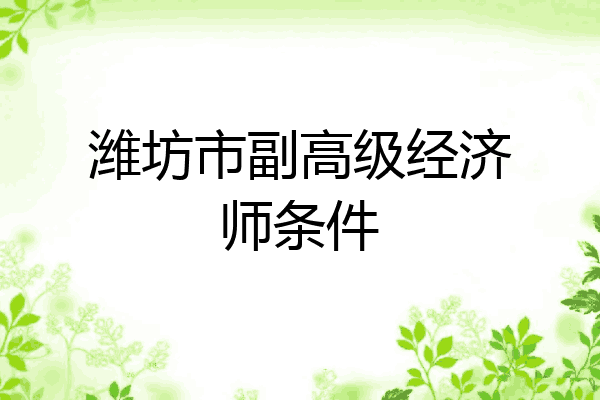 潍坊市副高级经济师条件