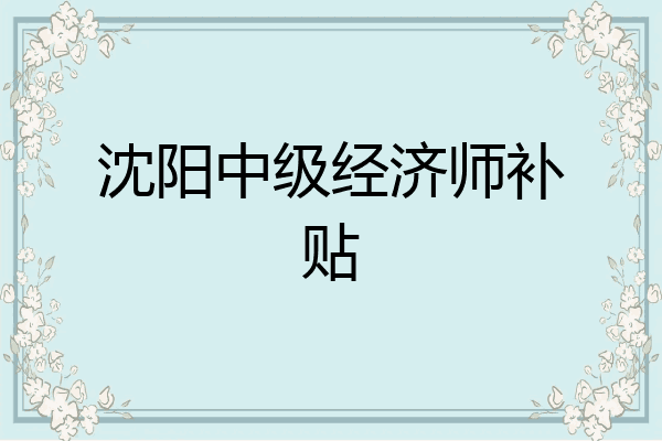 沈阳中级经济师补贴