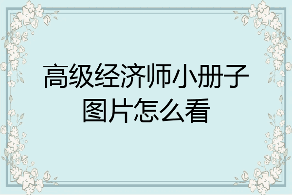 高级经济师小册子图片怎么看