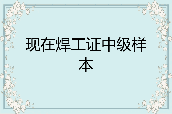 现在焊工证中级样本