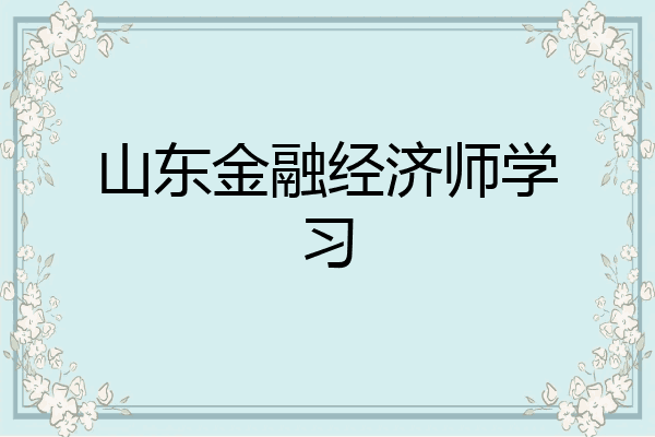 山东金融经济师学习