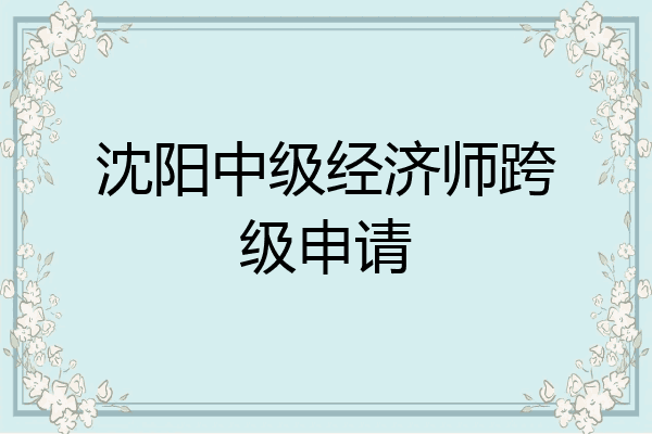 沈阳中级经济师跨级申请