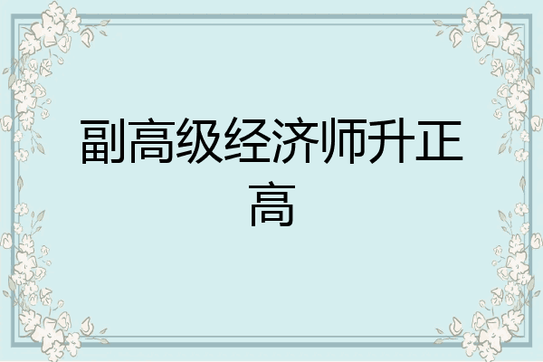 副高级经济师升正高