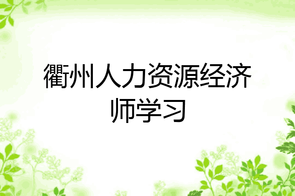 衢州人力资源经济师学习