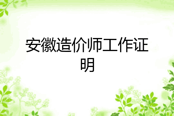 安徽造价师工作证明