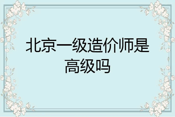 北京一级造价师是高级吗